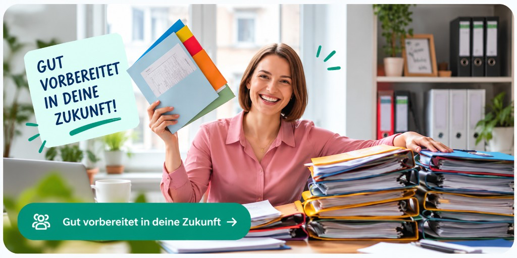 Schülerin mit Bewerbungsmappe am Schreibtisch