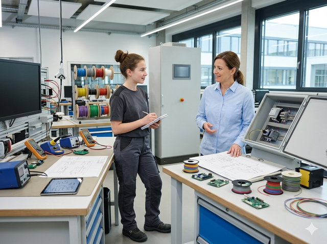 Praktikant führt ein Feedback-Gespräch mit seinem Vorgesetzten